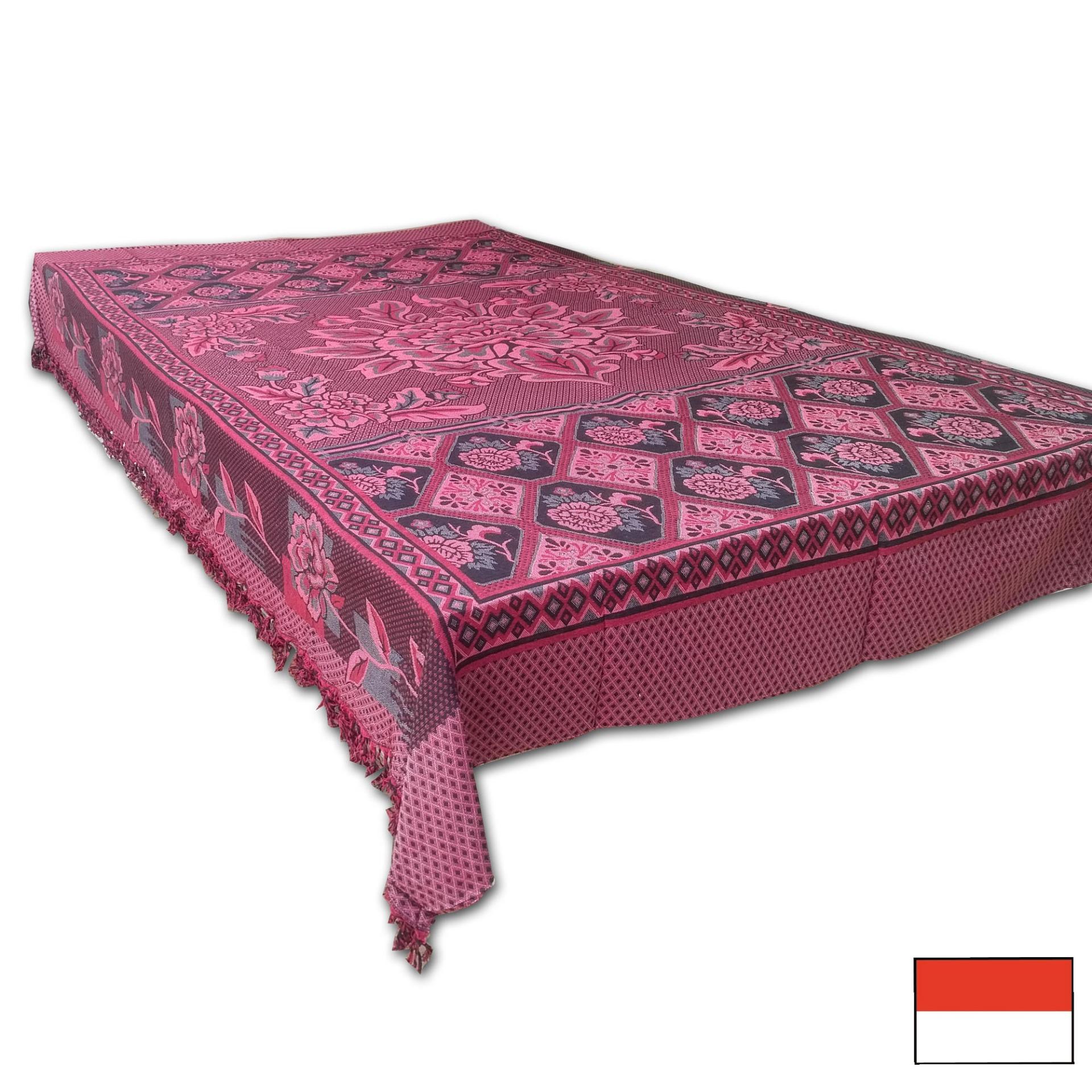 Mihrab - Hambal Anyaman - Alas Lantai / Sprei - Seprai Rumbai / Taplak Meja Makan 165 cm x 240 cm Bunga Tengah - NMs