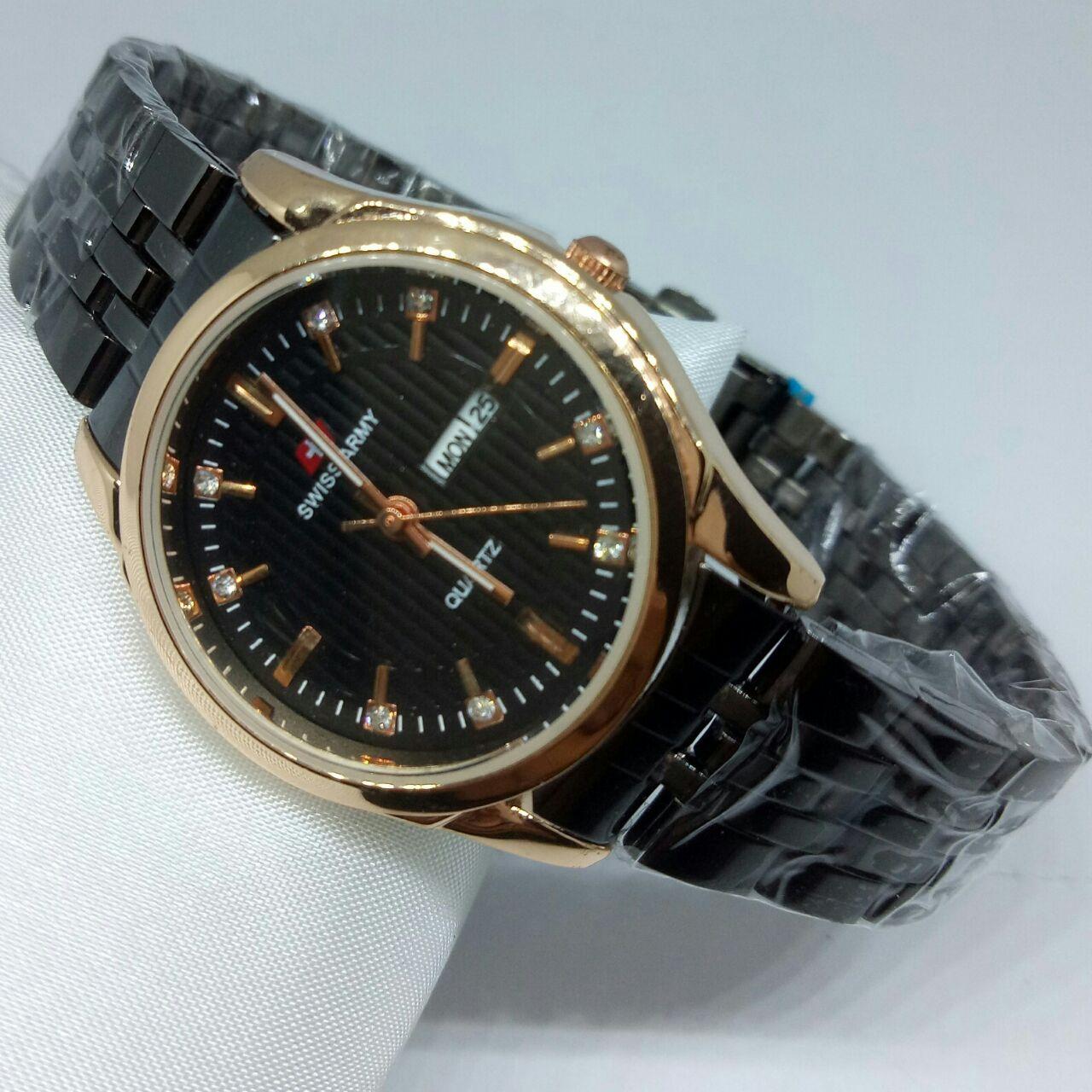 Swiss Army Women's - Jam Tangan Wanita SA 1388 XS - rantai black body gold - Stainless Steel
