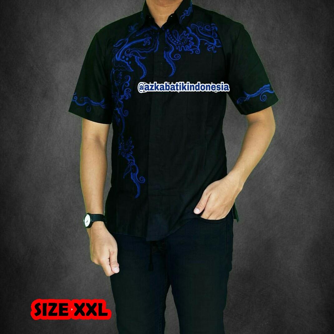 Jual Baju Batik Jumbo Kemeja Batik Big Size Baju BatIK Ukuran XXL Baju Batik Khatulistiwa BIRU