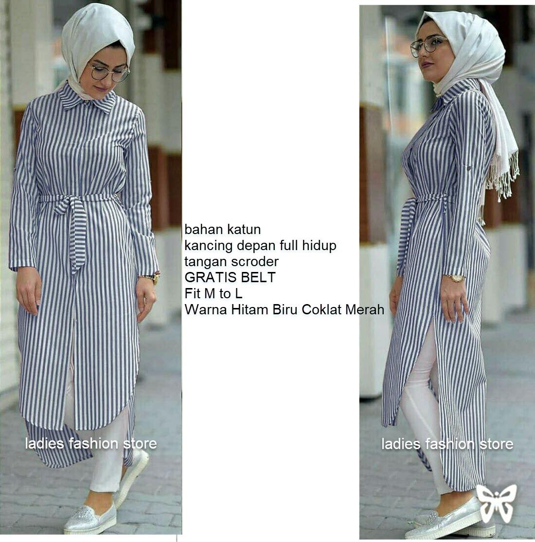 Katalog Produk Baju Gamis Garis Garis Terbaru Bhinekashop