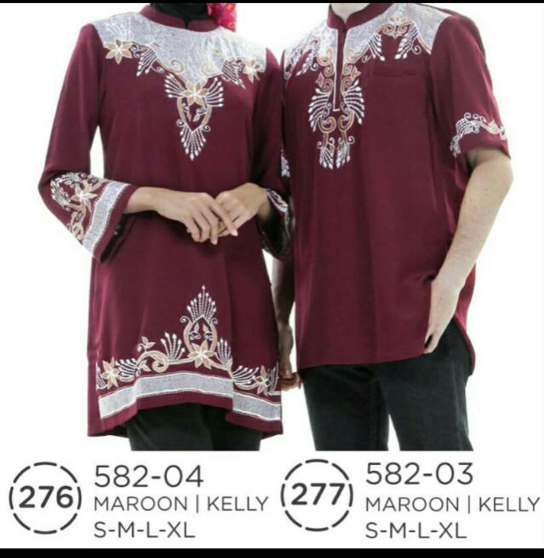 SALE BAJU MUSLIM COUPLE SUAMI ISTRI BAJU LEBARAN KEREN WARNA MARUN KOKO PRIA BLOUSE WANITA UKURAN S-XL ORIGINAL MURAH TERBARU