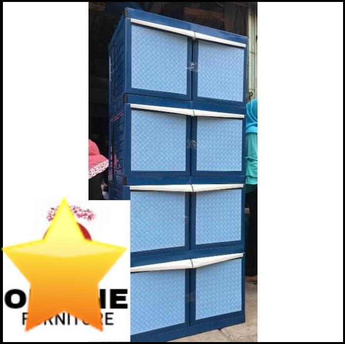 LEMARI PLASTIK / LEMARI PAKAIAN / LEMARI BAJU / LEMARI BAJU PAKAIAN MURAH / LEMARI PLASTIK PAKAIAN BAJU / LEMARI PLASTIK TIKAR JUMBO TJ SUSUN EMPAT 4 SUSUN MULTIFUNGSI SERBAGUNA BIG SIZE BESAR LUAS GEDE LEGA