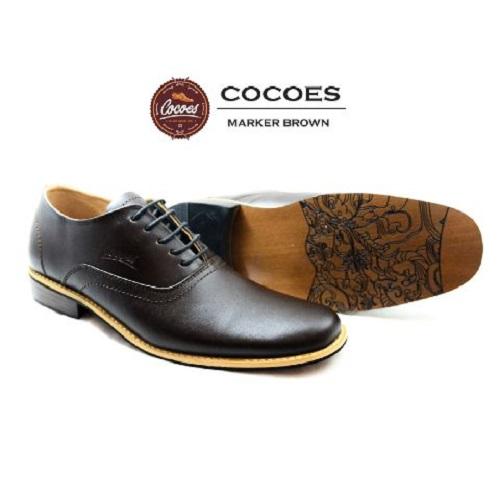 Sepatu Pantofel Pria Cocoes Marker Kulit Asli Formal Kerja Kantoran Slop Casual - Free Kaos Kaki
