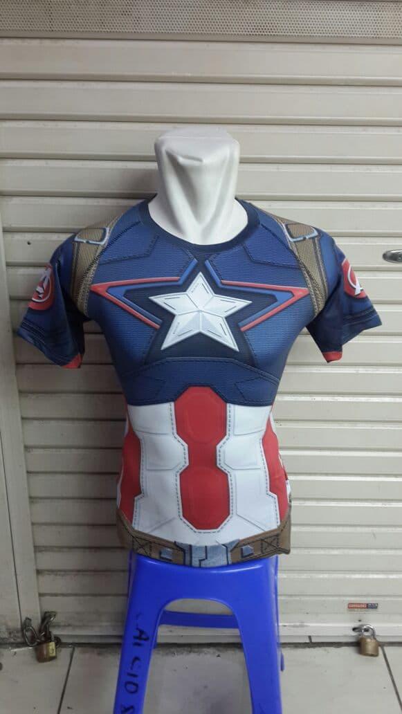 Alat fitnes aksesoris fitness BAJU KAOS 3D CAPTAIN AMERICA KAPTEN AME