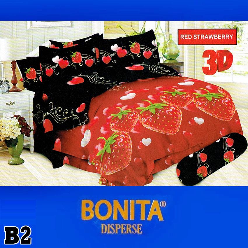 Bonita Disperse Sprei King Motif RED STRAWBERRY- 180x200 cm / Bonita / Bonita sprei / sprei bonita / Bonita murah / Sprei Karakter