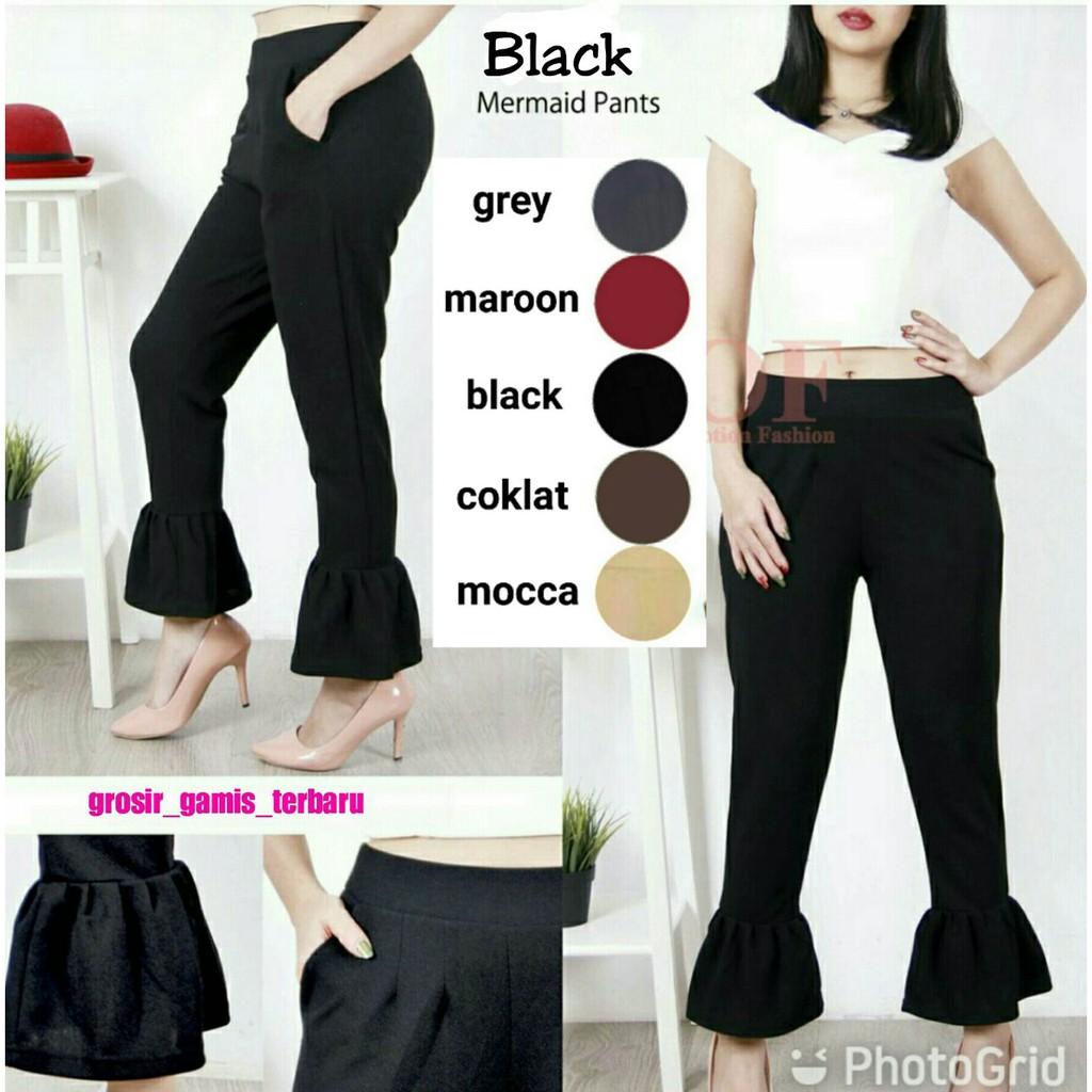 New Item! Mermaid Ruffle Pants Bahan Crepe/ Celana Cutbray Kode bangsa-GGT29