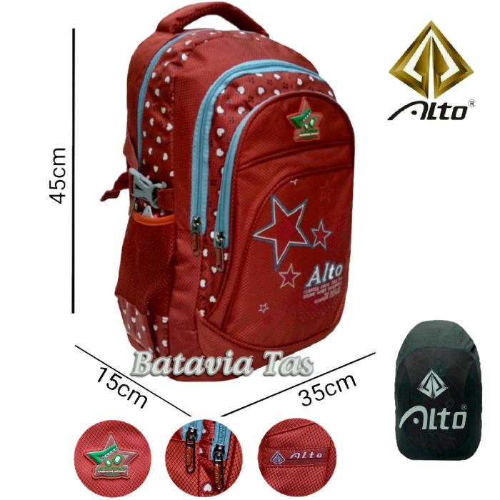 Alto Tas Ransel Backpack Batavia Trilogy Series Sekolah / Kuliah + Waterproof Raincover