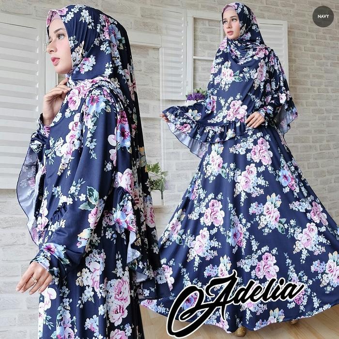 BAJU BUSANA MUSLIM GAMIS INEKE SYARI BLUE PLUS HIJAB NO PED.