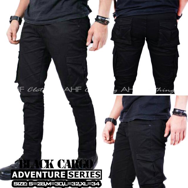 Celana Cargo/Kargo/PDL Panjang Pria/Cowok - Hitam
