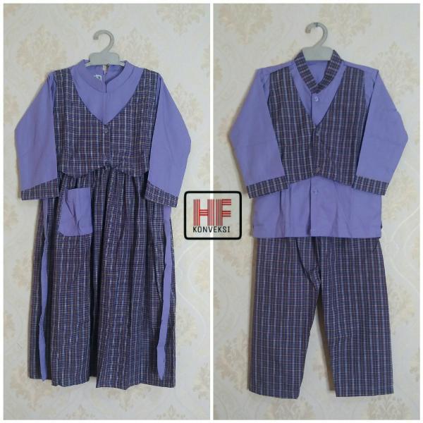 Seragam Muslim Anak Tk - Baju Muslim Gamis TK Ungu Rompi kotak