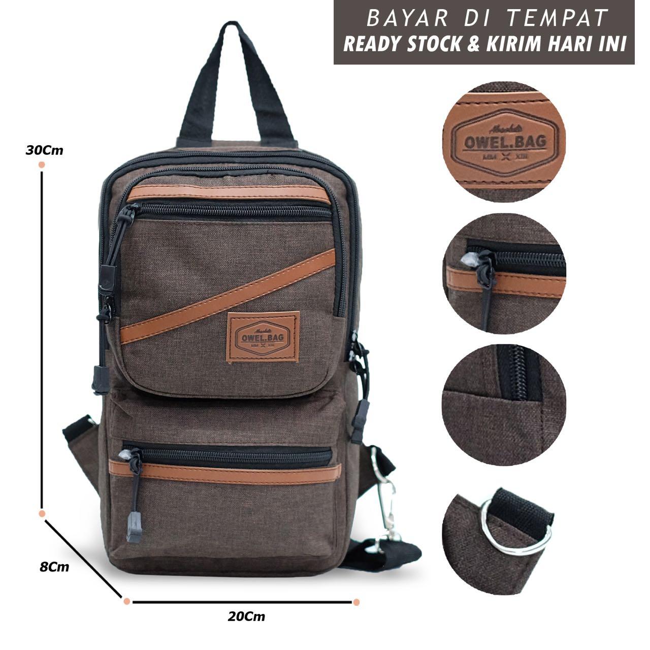 Owel bag Tas Selempang Pria Sling Bag Waistbag AA00022 -10 ZV Single Fungsi Tali Satu - Coffee