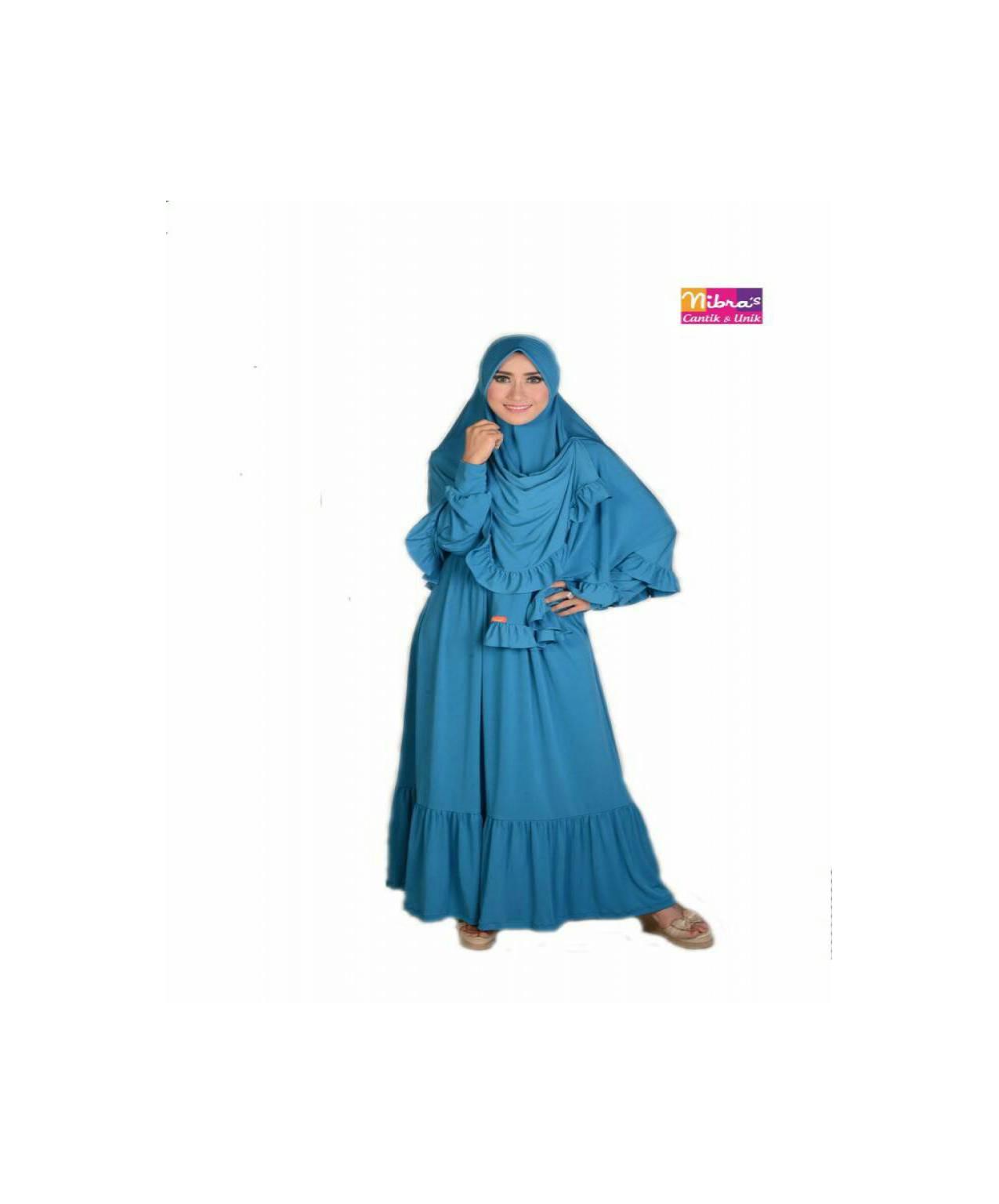 Gamis Syari Hijau Tosca Spandek Korea Impor Nibras NS 02