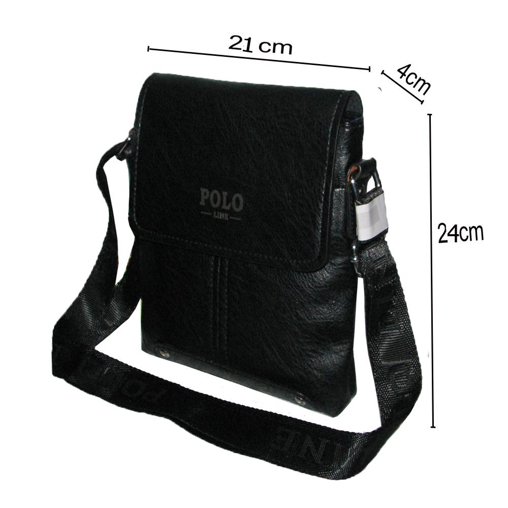 Tas Selempang Kulit Polo Line Import 33904(S) Casual Pria - Hitam