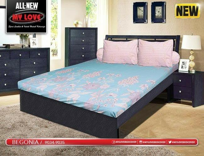 Sprei My Love Begonia Extra King 200 T30 Seprai Bunga Biru Garis Pink By Yalstore.