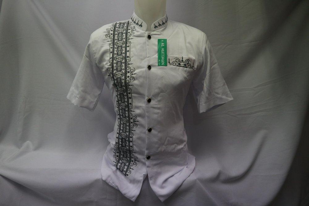 Baju Muslim Dewasa Bordir Kemeja Pria Baju Koko Jasko Jas Koko Putih Bersih Lengan Pendek Baju Al Muttaqin Tanah Abang Jakarta SKH 094 di lapak Al Muttaqin Collection produsenbajukoko