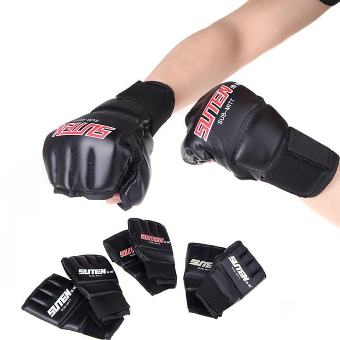 HARGA DISKON!!! Sarung Tangan Tinju Boxing MMA Muay Thai PU Leather Half Mitts - CA70If