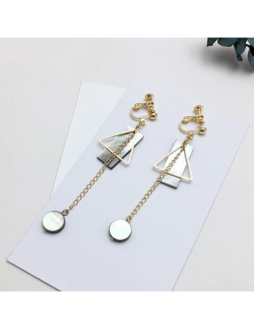 LRC Anting Jepit Fashion Gold Color Geometric Shape Decorated Earrings
