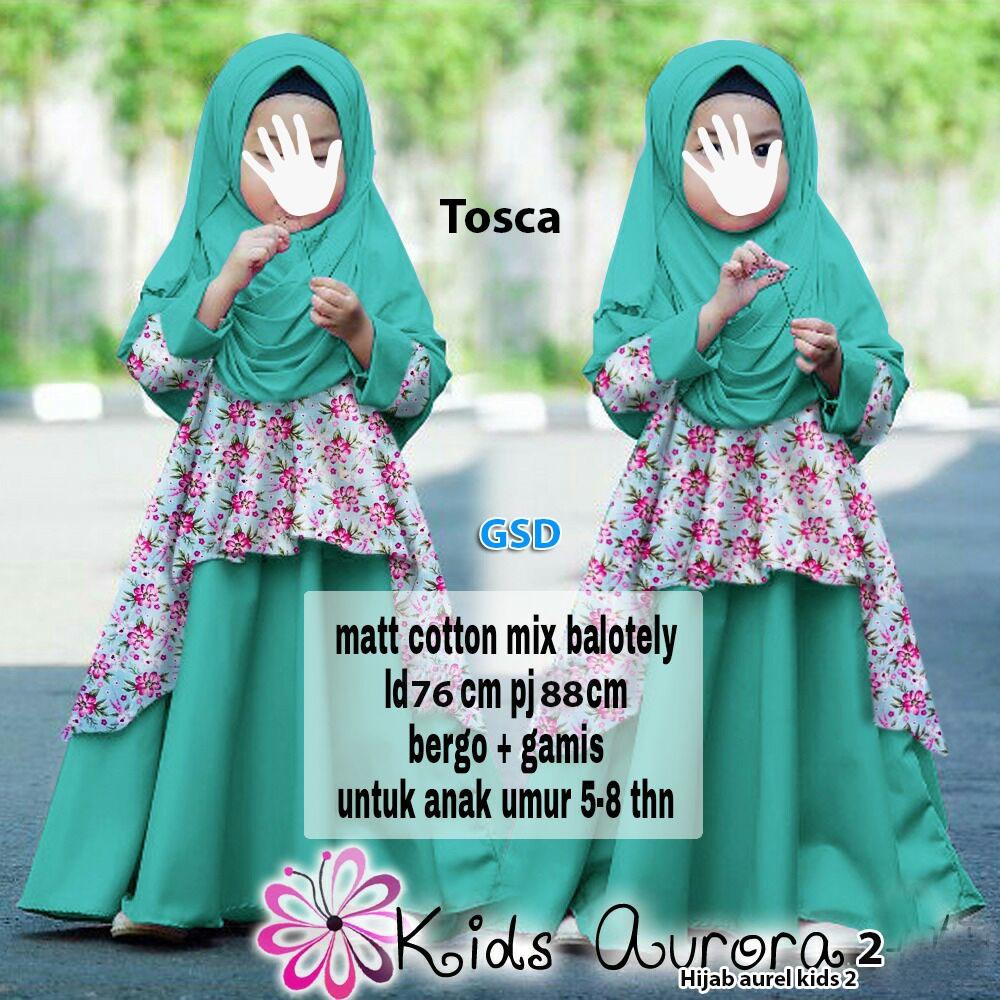 Setelan Baju Anak Cewek / Baju Muslim Anak / Baju Batik Anak / Hijab Aurel Kids