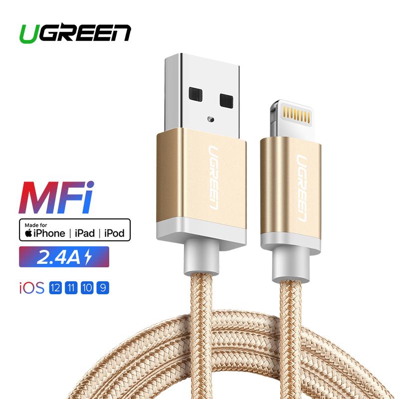 UGREEN Original 1.5Meter Kabel Apple Lightning MFI Cable Fast Charging Kabel for Apple iPhone 5s iPhone 6s iPhone 7s iPhone 8 iPod iPad Data Kabel Gold