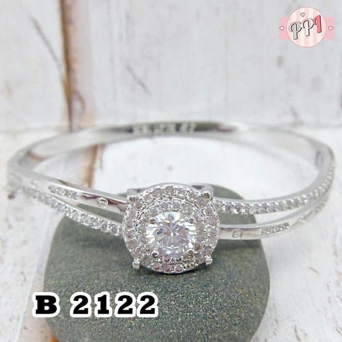 Gelang Cartier Mewah Silver Permata B 2122 d = 5,7cm