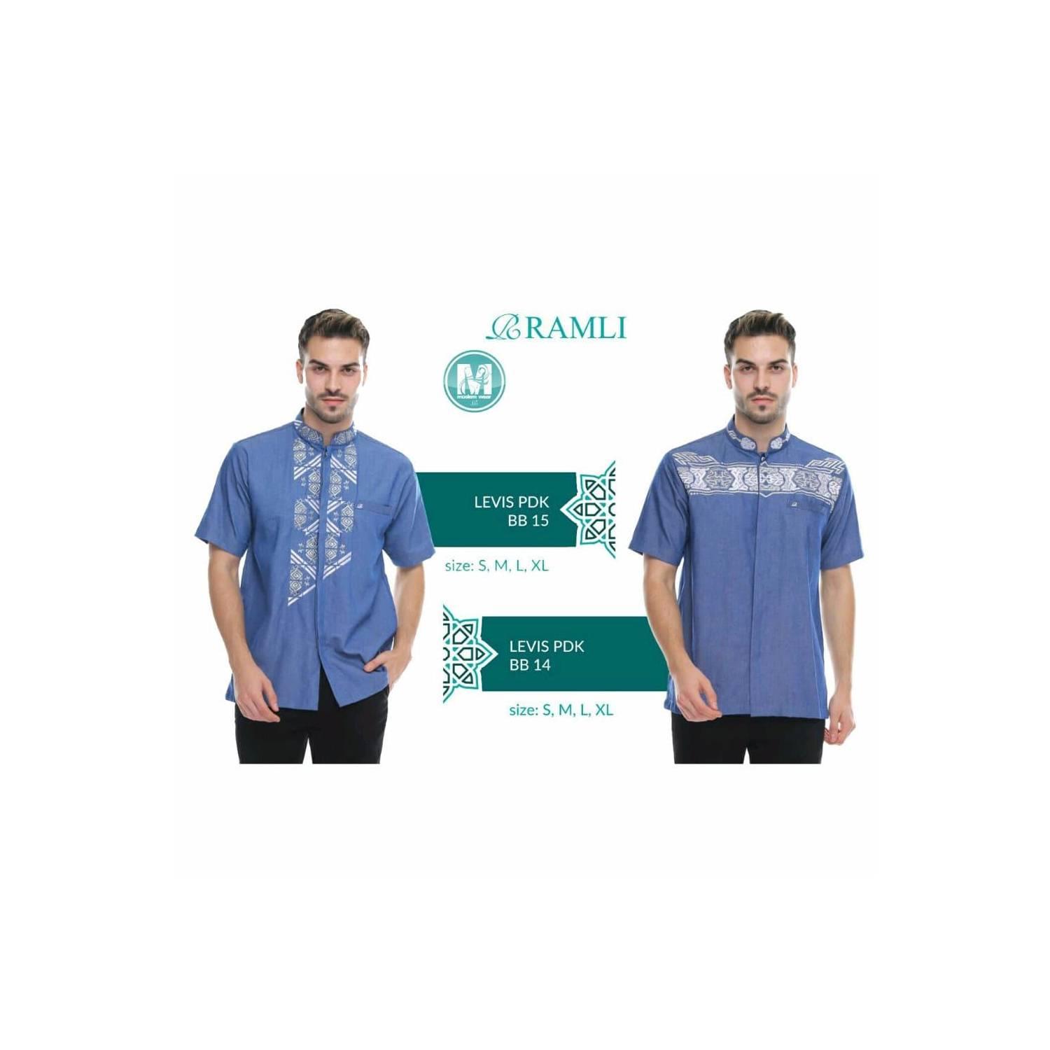 Terbaru Baju Koko pria Ramli Levis Pendek Biru Muda JOS
