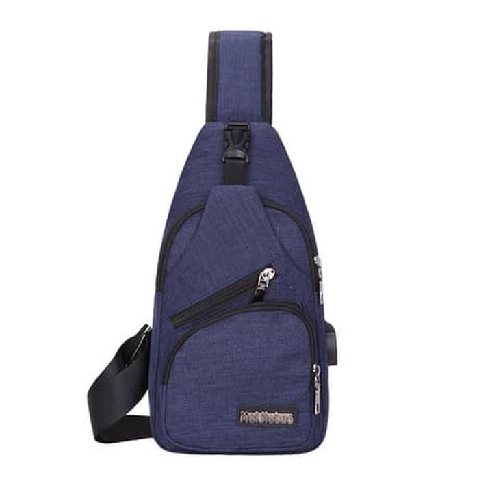BAYAR DI TEMPAT Tas sling bag usb / tas slempang selempang pria usb port