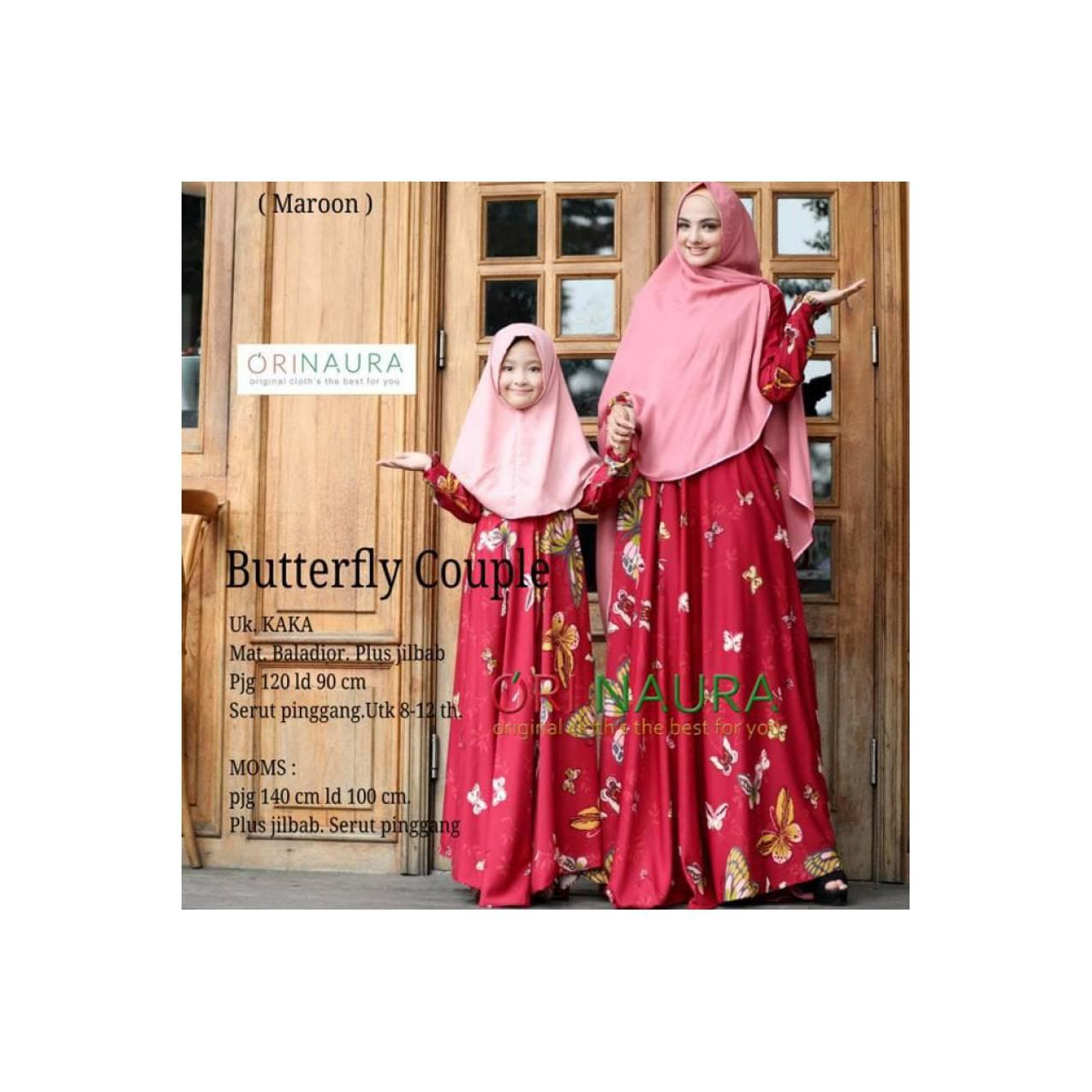 Syari Setelan Gamis Syari Couple Ibu Anak Baju Muslim Modern Butterfly