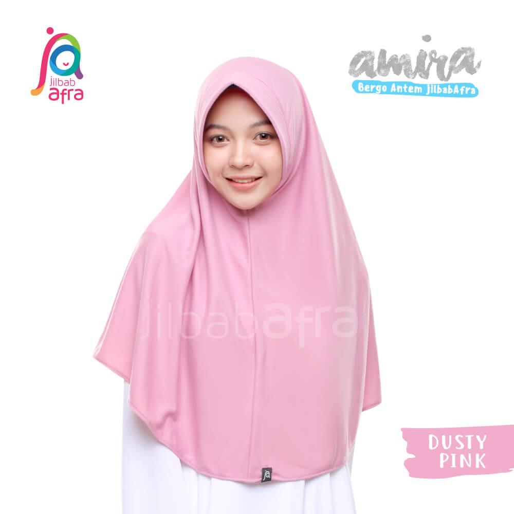 Jilbab Amira 10 Dusty Pink - Bergo Pet Antem - Jilbab Afra - Hijab Instan Bahan Kaos, Adem & Lembut