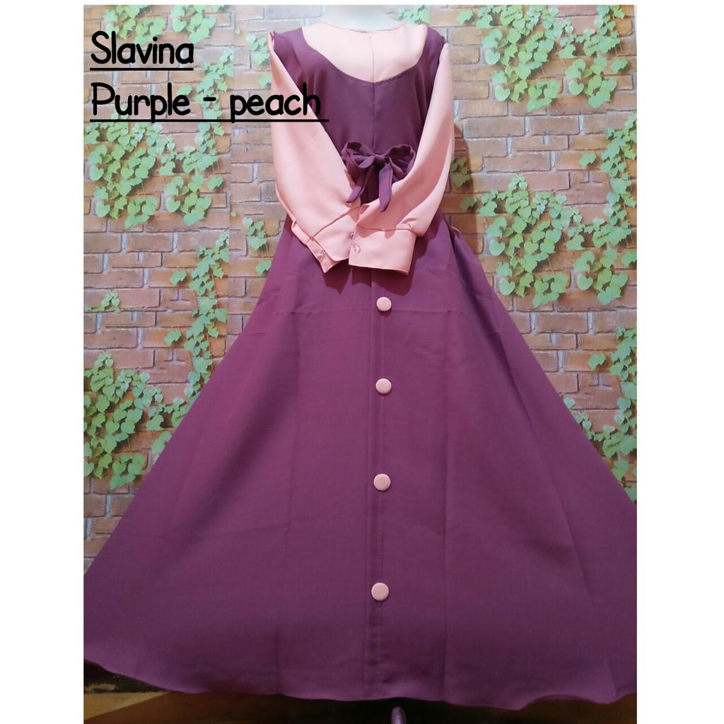 (TERBARU) SLAVINA DRESS gamis MOSSCREPE WOLLYCREPE syari gaun muslim gamis modern syari wanita muslimah hijab (basic soft blue +htm)