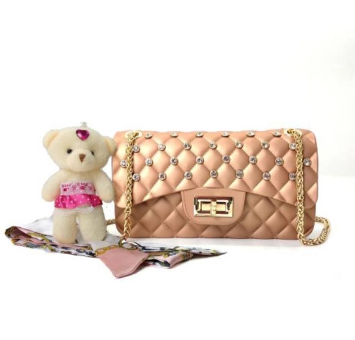 TAS IMPORT JAKARTA JELLY MATTE Classic Daimond UK 22 cm FREE BONEKA DAN SYAL