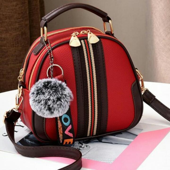 1ST-9911 Koleksi Tas Wanita Import Cantik & Elegant + Free Gantingan Tas Manis - Red