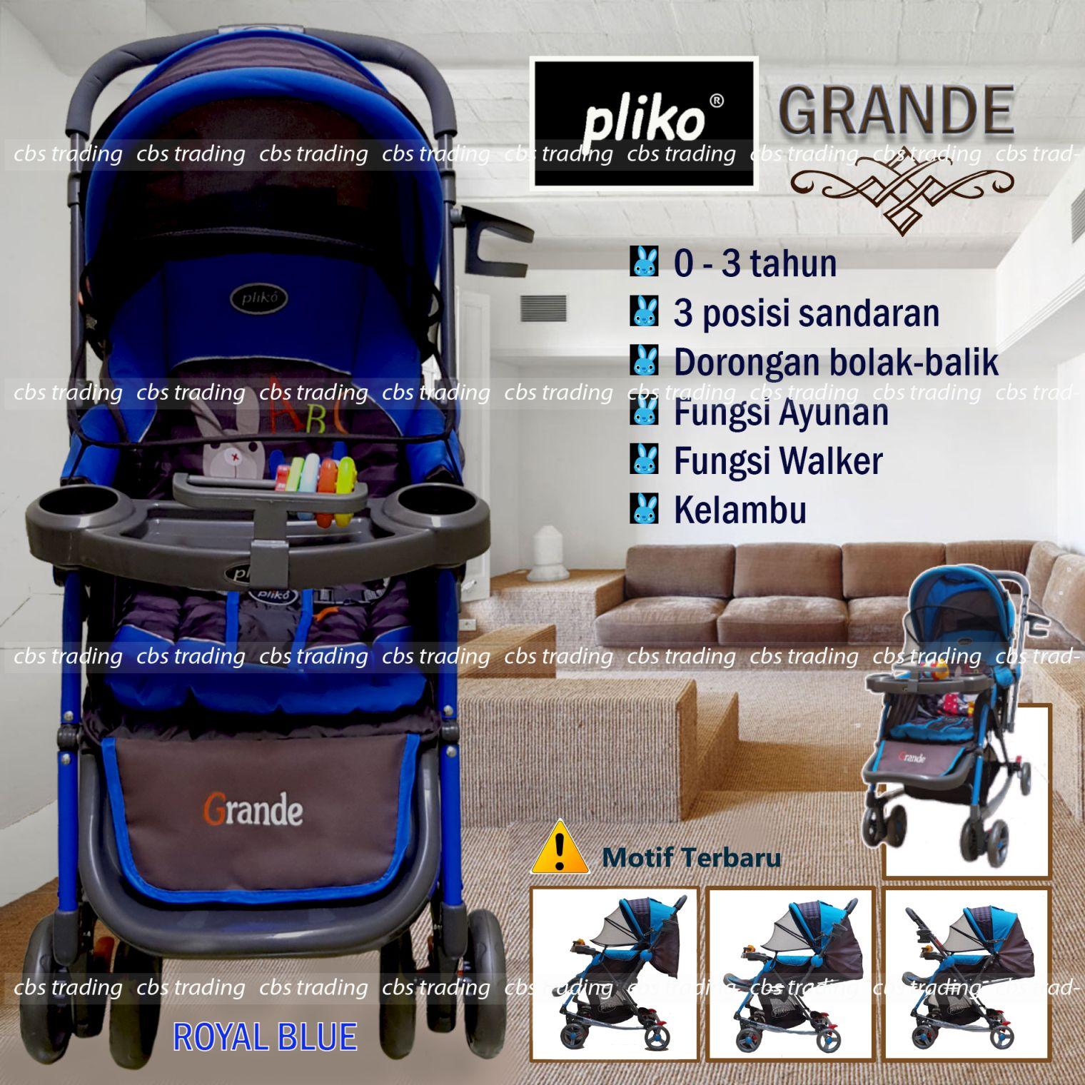 Pliko Stroller New Grande S-268 With 4 in 1 Features - Kereta Dorong Bayi - Royal Blue