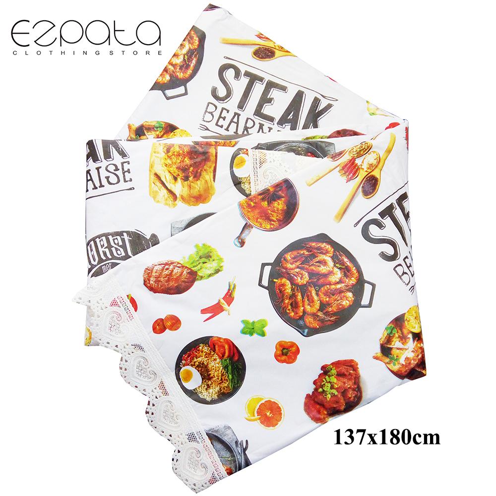 Ezpata Taplak Meja Makan Plastik PVC Motif Steak ukuran 137x180cm