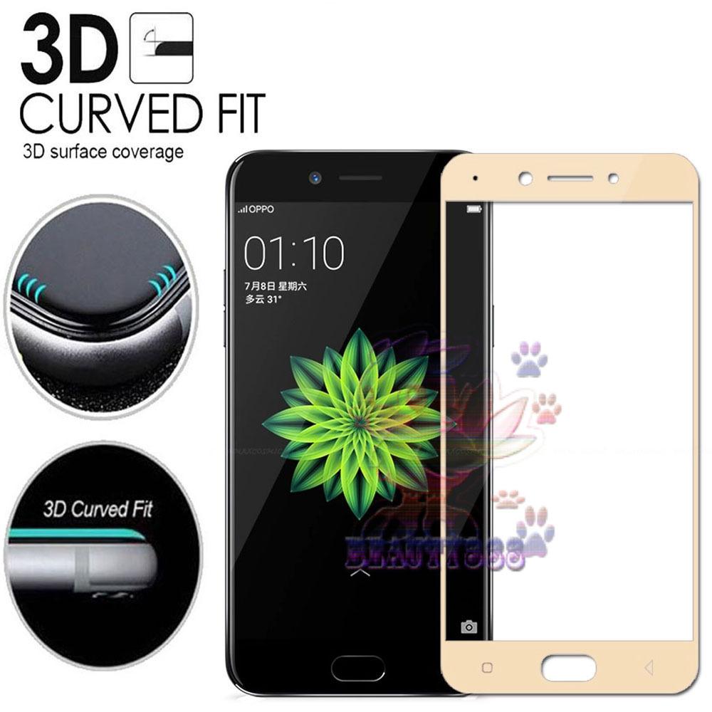 Tempered Glass Oppo A71 9H Full Screen Gold Screen Anti Gores Kaca / Screen Guard / Screen Protection / Temper Glass Full Layar Oppo A71 / Pelindung Layar Kaca Oppo A71 / Full Cover Depan - Gold / Emas