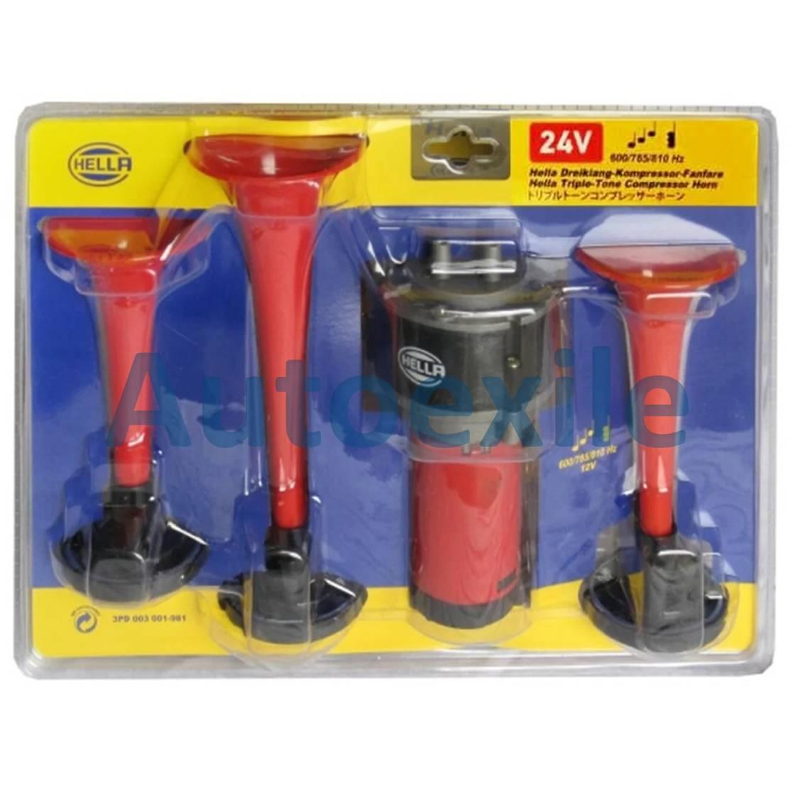 Hella Klakson 3 Terompet 24V Corong Trompet Musik Telolet Melody Triple Tone Untuk Bus Truk Aki Gandeng