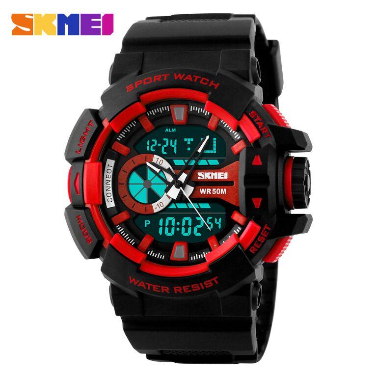 SKMEI Jam Tangan Original Sport Rame Water Resist 50m Dual Time Pria AD1117 - Black Red