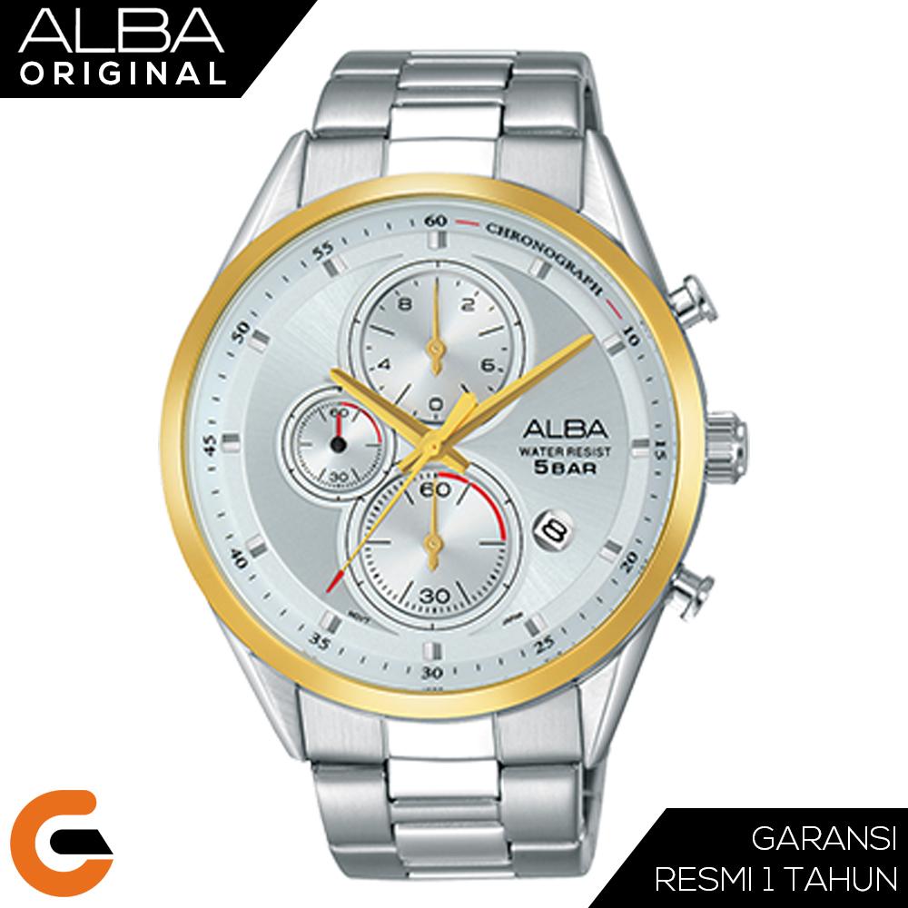 ALBA Chronograph Jam Tangan Pria Tali Stainless Steel Quartz AM342 Series