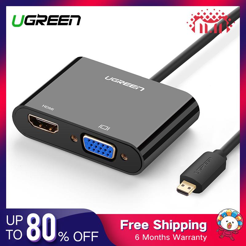 UGREEN Active Micro HDMI to HDMI VGA Video Converter Adapter with 3.5mm Audio Jack and Micro-USB Power for ASUS VivoBook S14/Zenbook UX305/UX330 etc