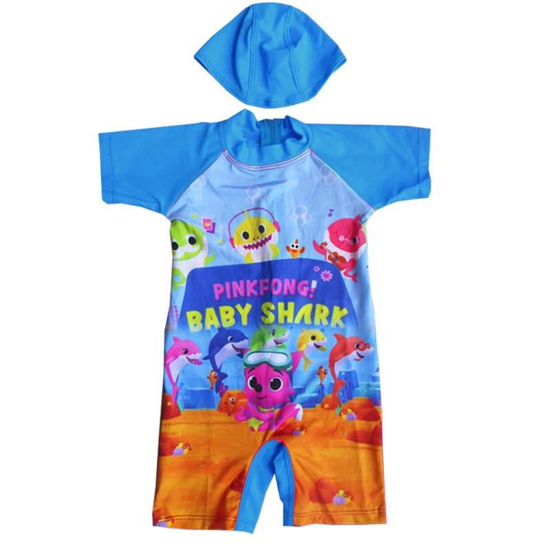 Baju Renang Bayi Karakter Baby Shark Dengan Topi