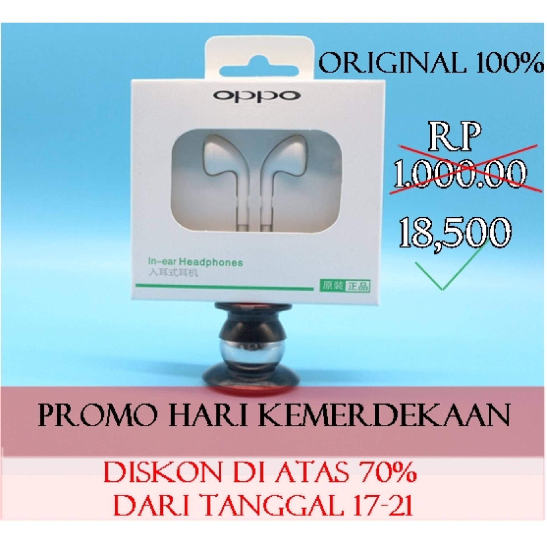 Oppo Handsfree Headset Earphone F1 For Oppo F1 Original / F1 Plus , Stereo Super Bass Original - Putih/White