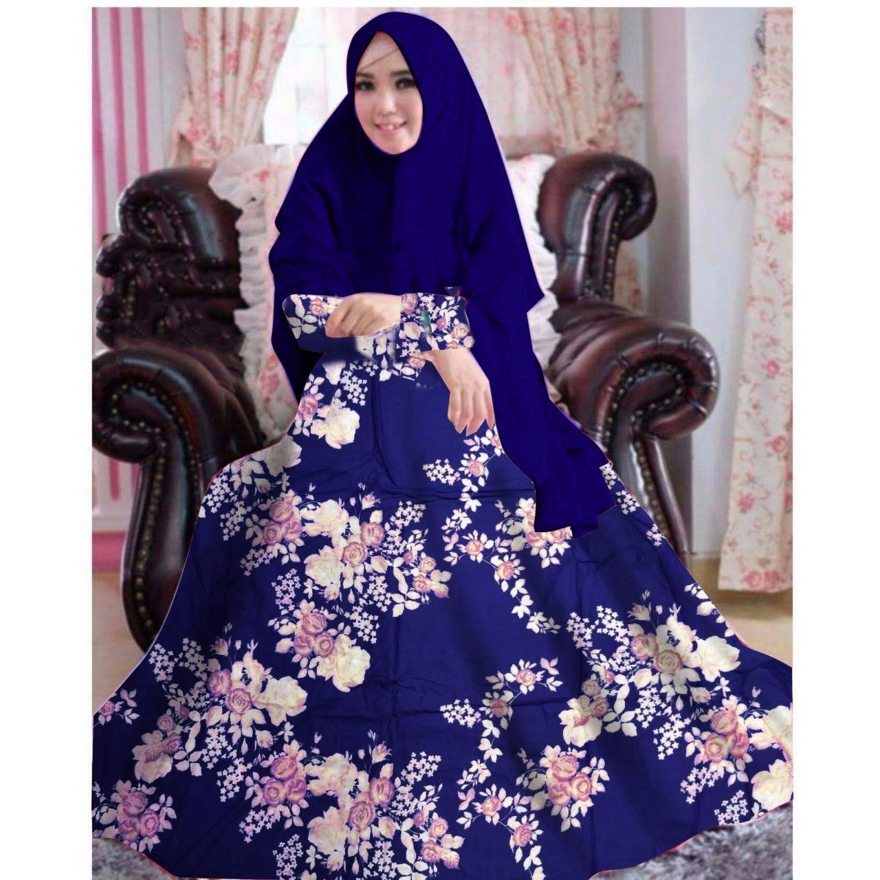 gamis syari EVANIA BIG SIZE/JUMBO/XXL bahan katun jepang plus khimar