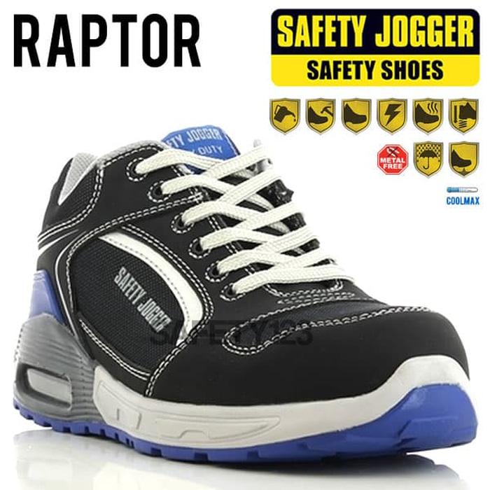 Jogger Raptor Black Blue Sporty Casual Sepatu Safety Shoes Metal Free
