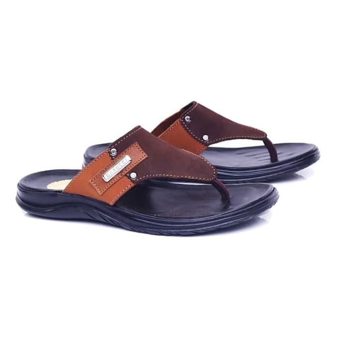 Sandal laki-laki/sandal pria Sendal Jepit Kulit Casual Santai keluaran terbaru model terbaru kualitas bagus harga murah warna hitam