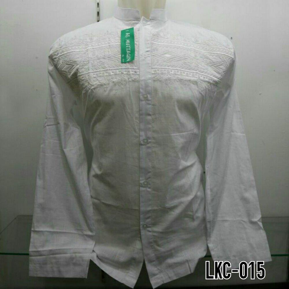 Busana Muslim Pria Kemeja Koko Gamis Muslim Laki - laki Baju Koko Putih Bersih Bordir Senada Putih Lengan Panjang LKC 015 di lapak Al Muttaqin Collection produsenbajukoko
