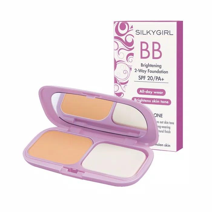 SILKY GIRL KOSMETIK - Silkygirl BB Brightening 2 Way Foundation 01 Light - Bedak Padat Silky Girl T