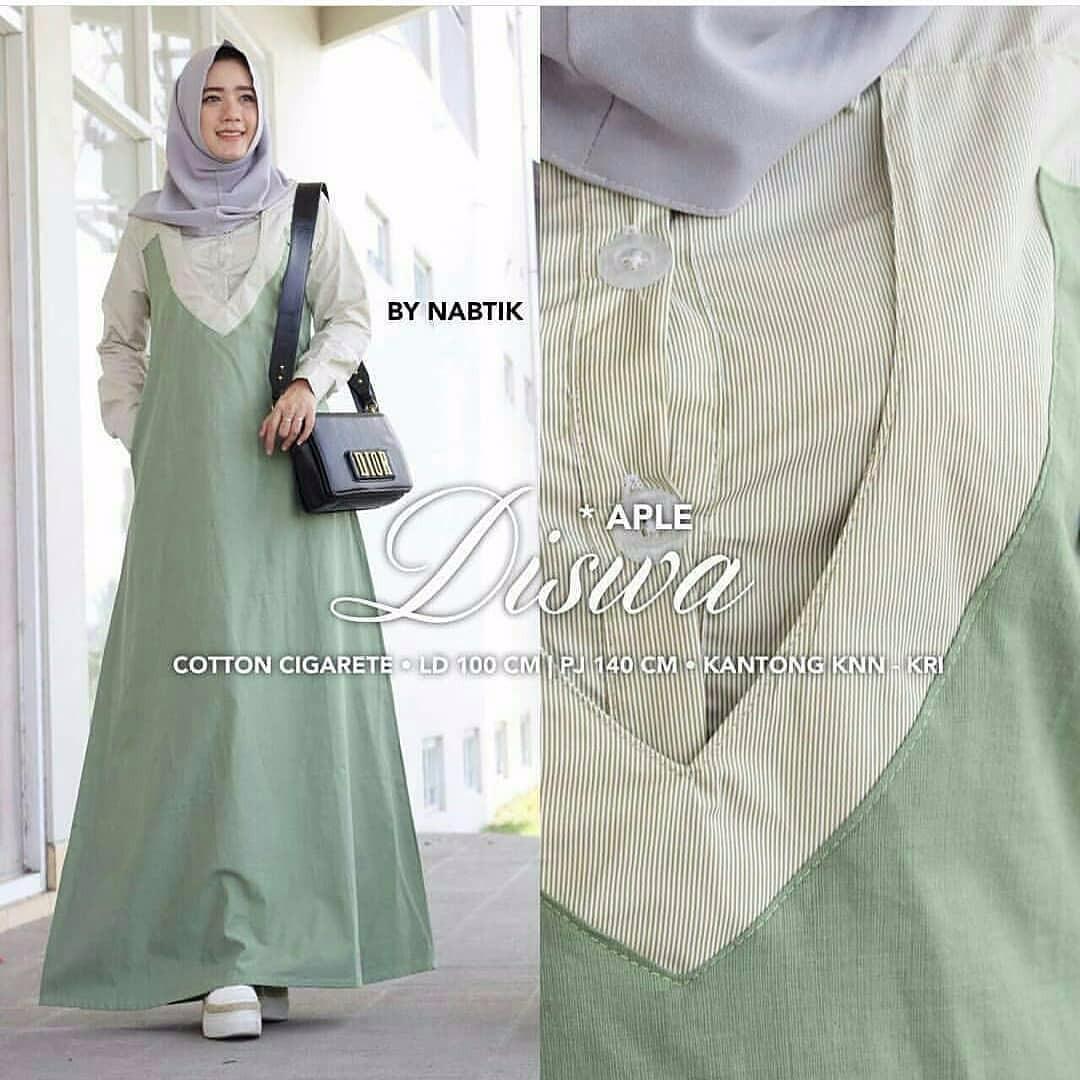 Baju Original Gamis Diswa Dress Baju Panjang Muslim Casual Wanita Pakaian Hijab Modern Modis Trendy Terbaru 2018 