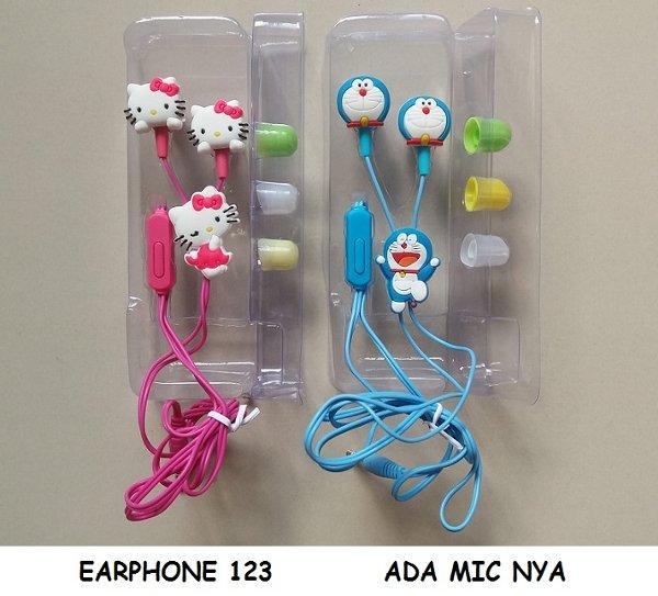 Handsfree/Headset/Earphone LUCU/BUAT SEMUA HP DORAEMON / HELLO KITTY Karakter + MIC (bisa buat menelpon)