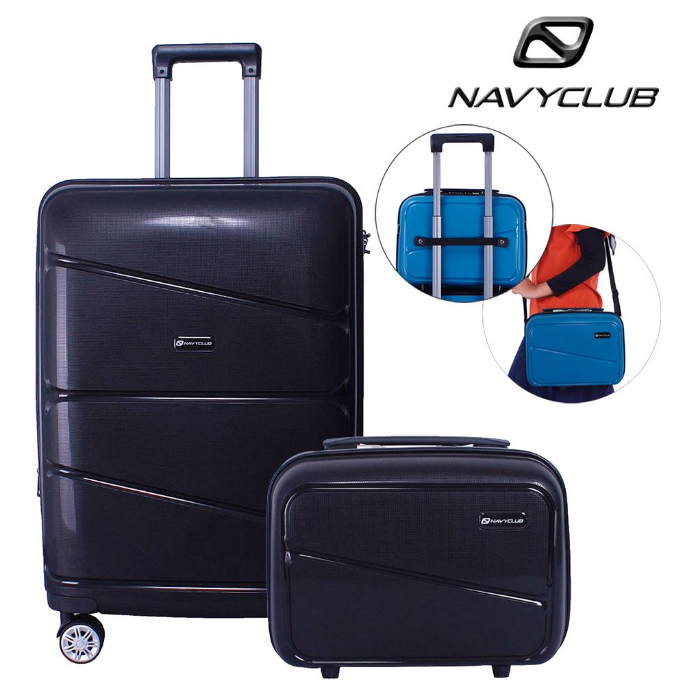 Navy Club Tas Koper Hardcase Fiber - PP 4 Roda Resleting Anti Tusuk - Kunci TSA - HJAA CIEF Size 24 Inch Free Cabin Bag