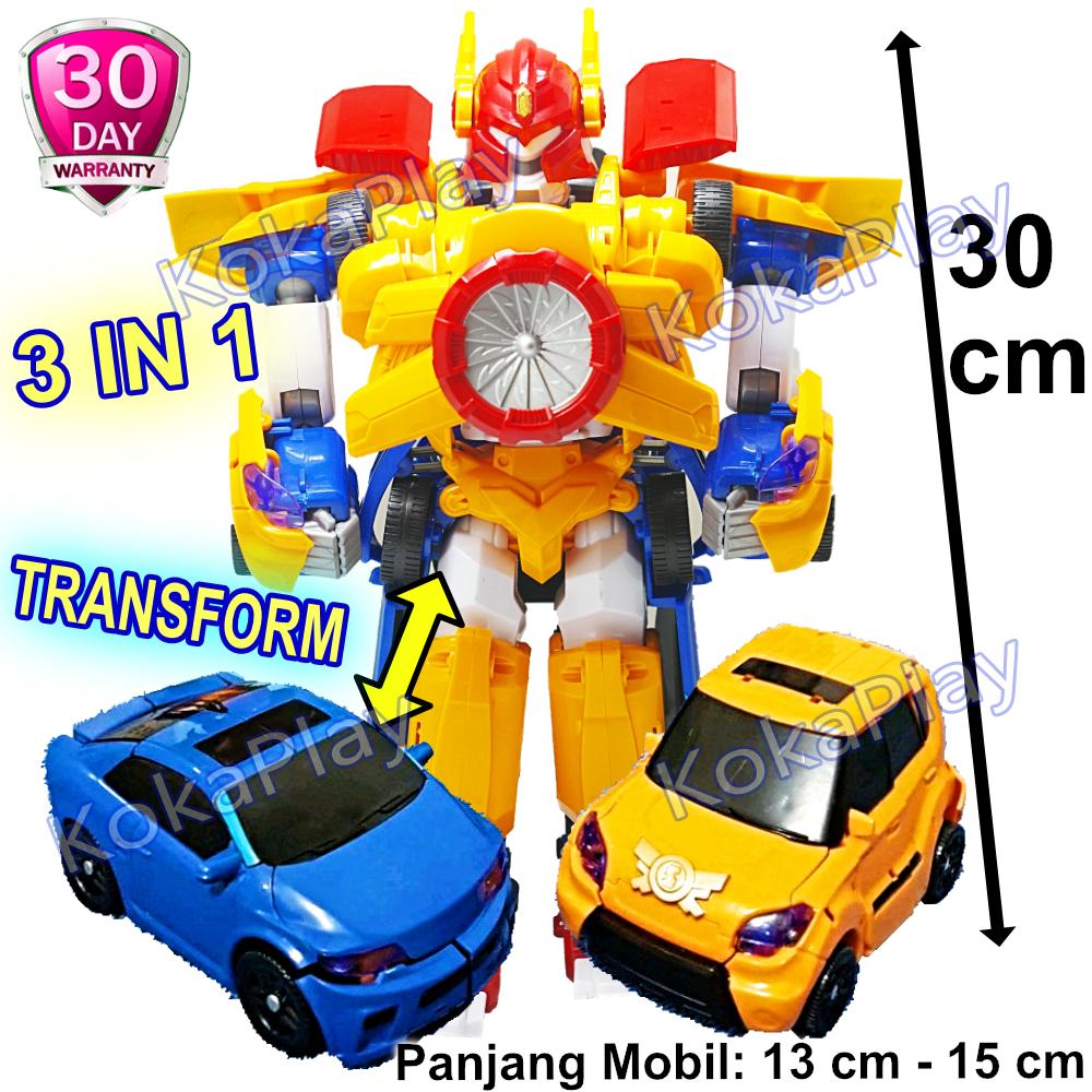 KokaPlay Tobot Titan Hurricane Spin Mobil Robot Berubah Big Size Mainan Anak Laki Laki Transformers Tritan 2 Mobil Gabung Jadi Robot Besar Tanpa Baterai