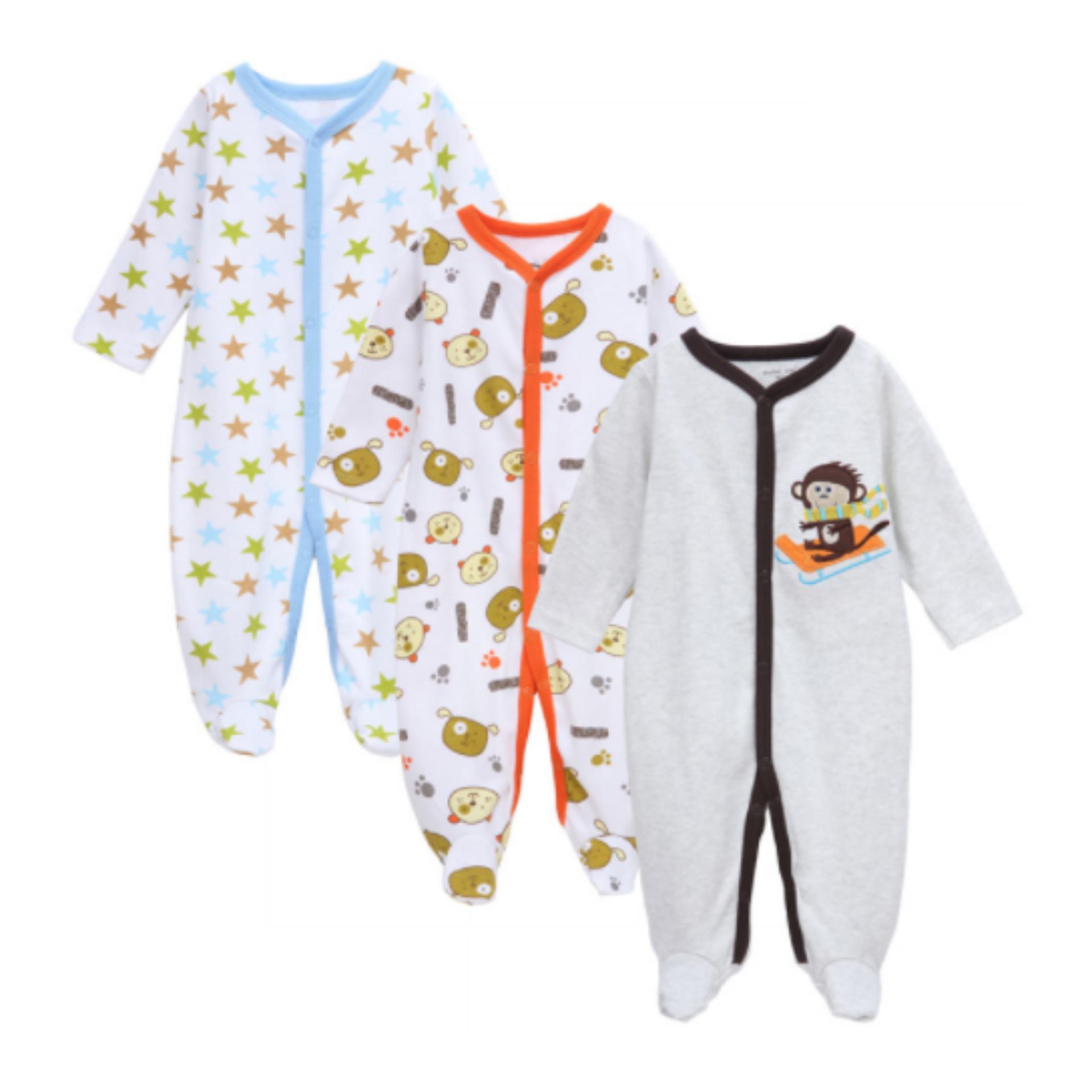 WULANDA rompers nex multiwarna baju kodok bayi jumpsuit overall jamper bayi isi 3 pcs tutup kaki